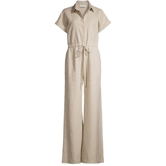 Sachin & Babi Tatum Linen Jumpsuit Size 8 Classic Officewear Career Neutral